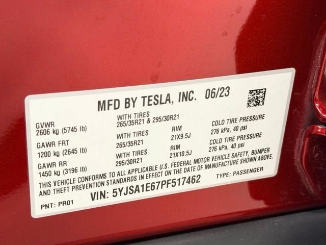 2023 Tesla Model S Plaid Tri Motor All-Wheel Drive