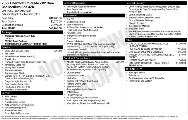 2022 Chevrolet Colorado ZR2