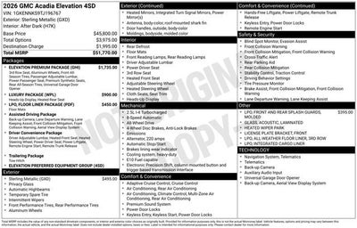 2026 GMC Acadia Elevation