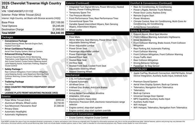 2026 Chevrolet Traverse High Country