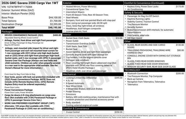 2026 GMC Savana Cargo Work Van