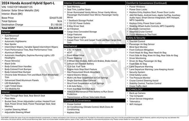 2024 Honda Accord Hybrid Sport-L