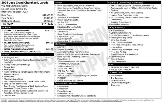 2025 Jeep Grand Cherokee GRAND CHEROKEE L LAREDO 4X4