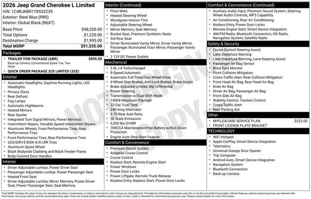 2026 Jeep Grand Cherokee GRAND CHEROKEE L LIMITED 4X4