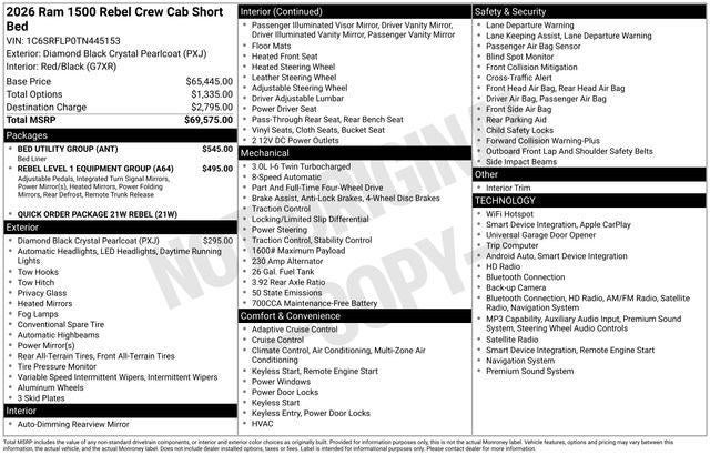 2026 RAM Ram 1500 RAM 1500 REBEL CREW CAB 4X4 5'7' BOX