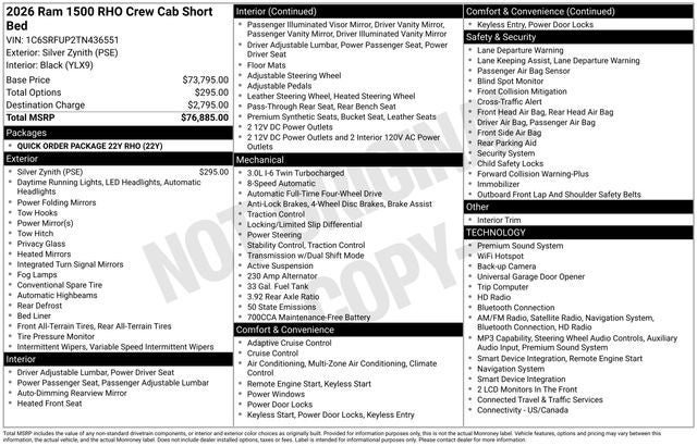 2026 RAM Ram 1500 RAM 1500 RHO CREW CAB 4X4 5'7' BOX