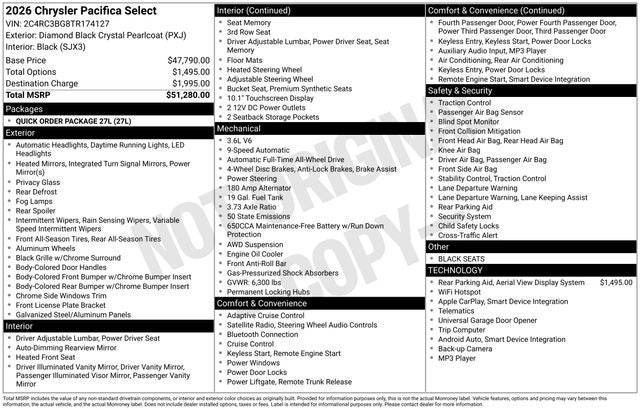 2026 Chrysler Pacifica PACIFICA SELECT AWD