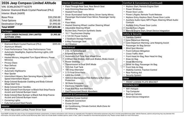 2026 Jeep Compass COMPASS LIMITED ALTITUDE 4X4