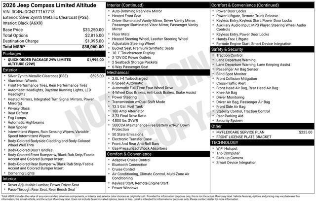 2026 Jeep Compass COMPASS LIMITED ALTITUDE 4X4