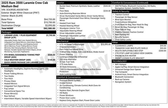 2025 RAM Ram 3500 RAM 3500 LARAMIE CREW CAB 4X4 6'4' BOX
