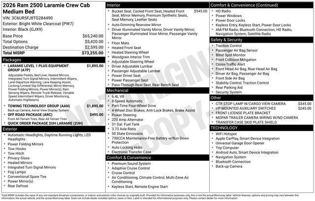 2026 RAM Ram 2500 RAM 2500 LARAMIE CREW CAB 4X4 6'4' BOX