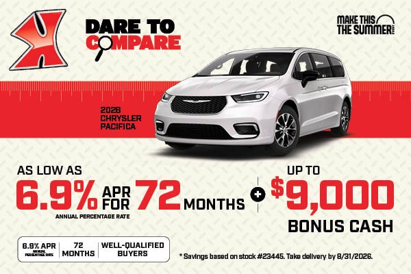 Get up to $9000 bonus cash on Pacifica at Karl Auto Group IA