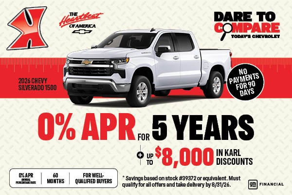 Get 0% for 5 years on Silverado 1500 at NAME#