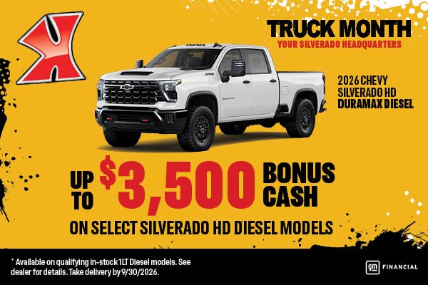 Get up to $3500 bonus cash on select Silverado 2500 at #NAME